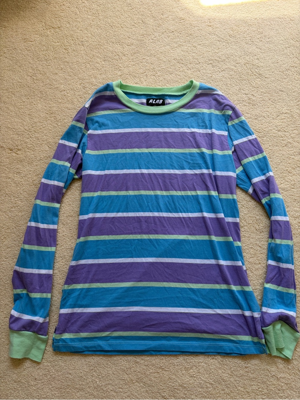 ALAB Long Sleeve Striped Tee in Purple, Blue & Green